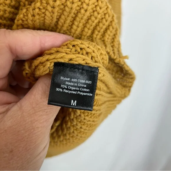 Jenni Kayne ribbed sweater mustard yellow medium v neck classic minimalist - Picture 4 of 6